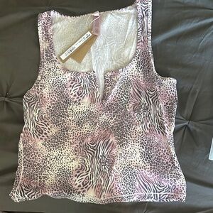 SKIMS Pink Leopard Pajama Top